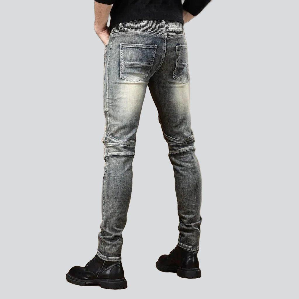 Distressed stylish men biker jeans