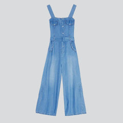 Wide-leg women denim dungaree