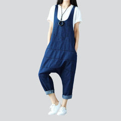 Women denim jumpsuit with lines