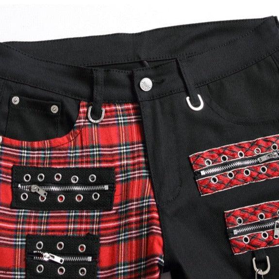 Punk men jeans with belts