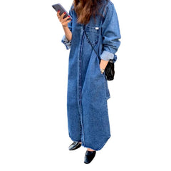 Oversized long denim dress