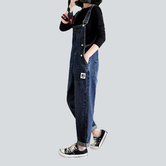 Denim dungaree with side buttons