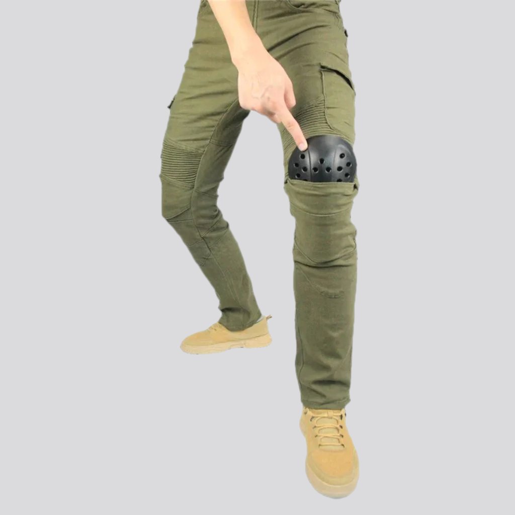 Cargo slim biker denim pants