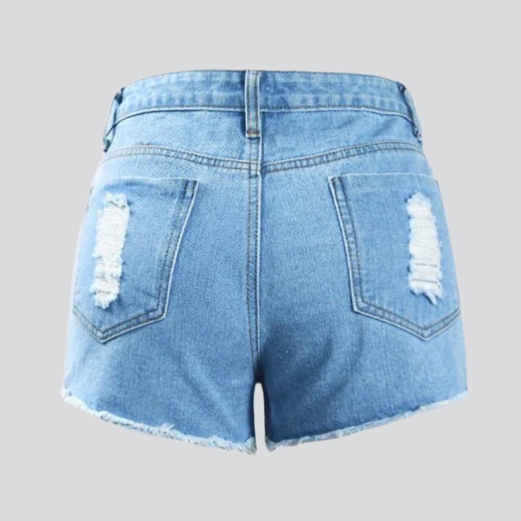 Skinny women distressed denim shorts