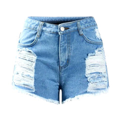 Skinny women distressed denim shorts