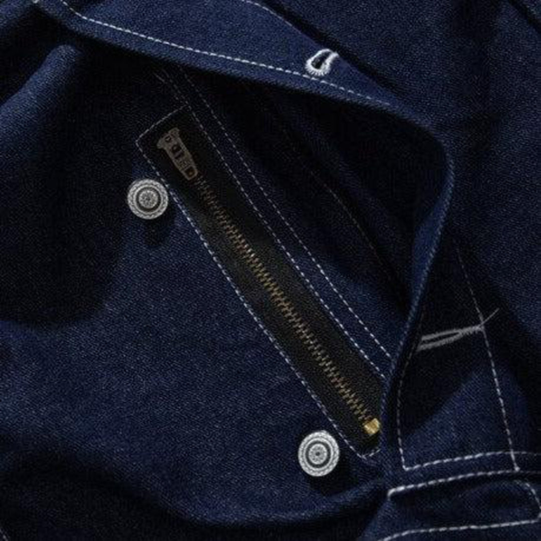 Marineblaue Baggy-Latzhose aus Denim für Herren