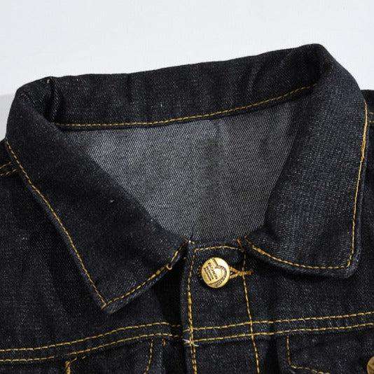 Exposed seams men denim jacket