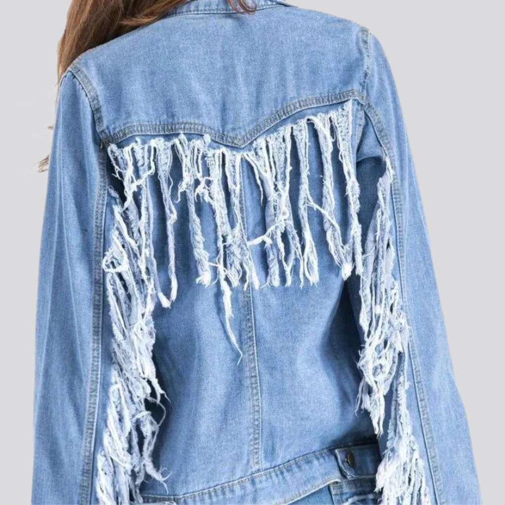 Hell gewaschene Slim-Jeansjacke für Damen