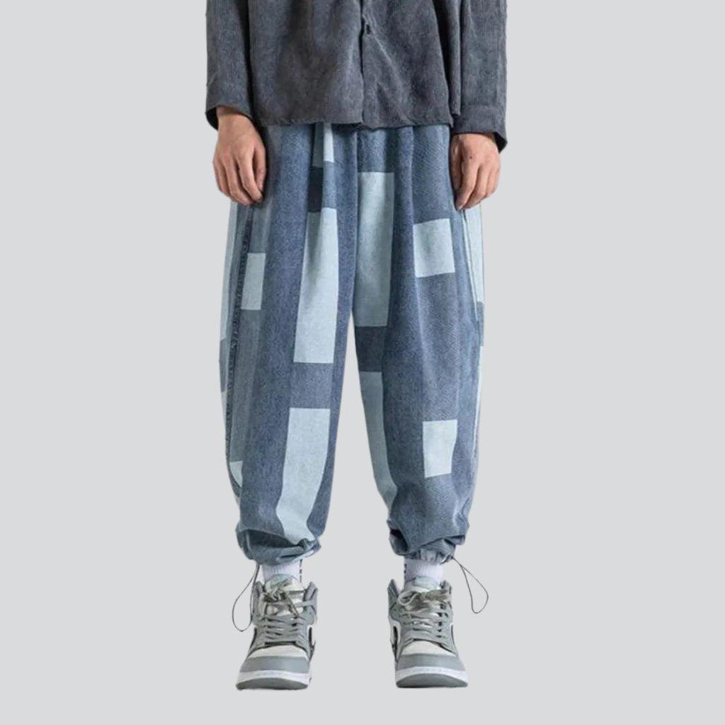 Rectangle print men baggy joggers