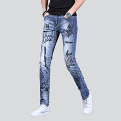 Super skinny printed men jeans