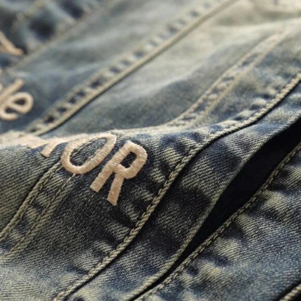 Vintage men embroidered denim jacket