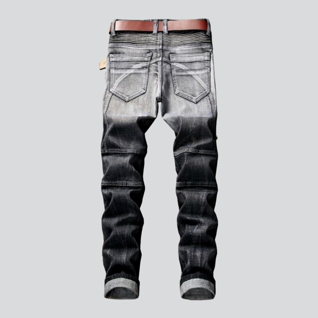 Two-tone vintage men biker jeans