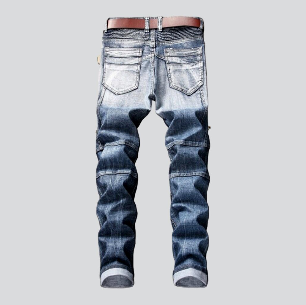 Two-tone vintage men biker jeans