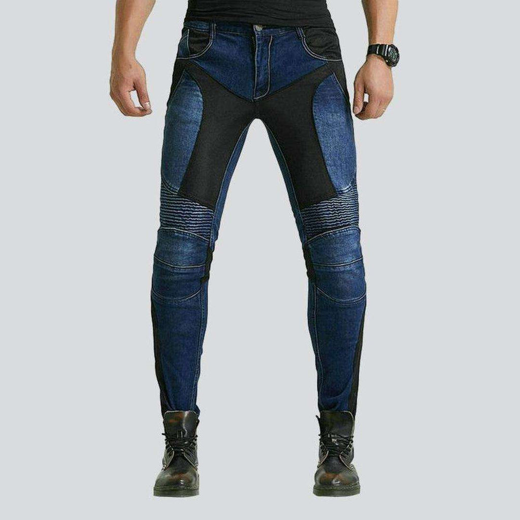 Breathable mesh men biker jeans