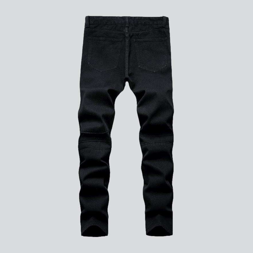 Casual men moto denim pants