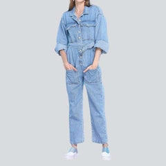 Light wash women jeans overall