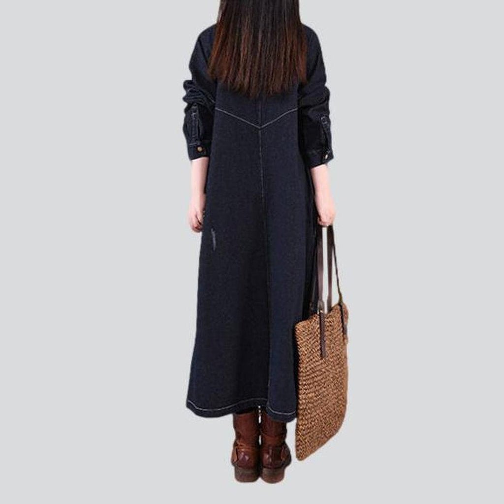 Slightly torn women denim coat