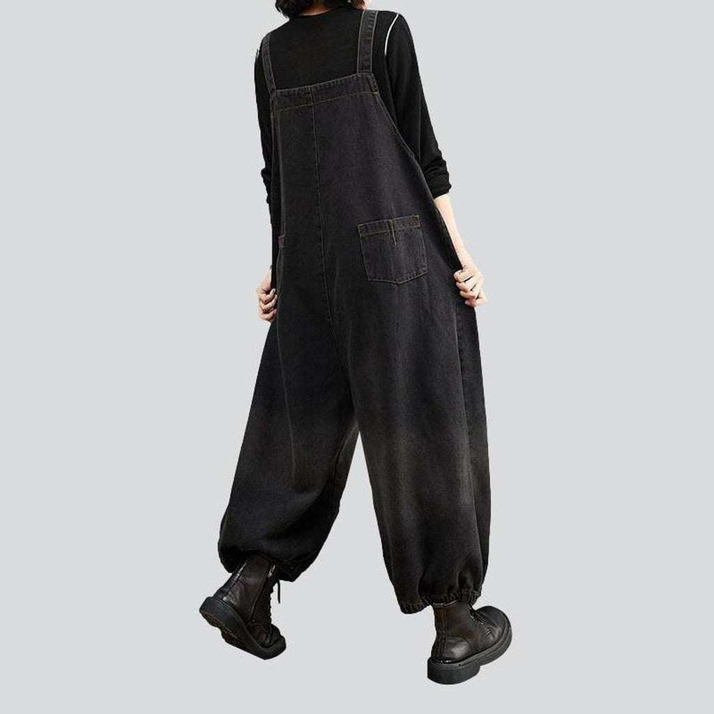 Flower pocket women denim overall