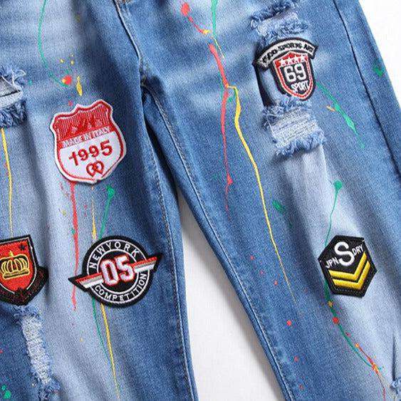 Jeans mit Badge-Stickerei für Herren