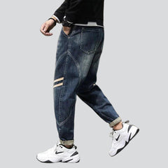 Two bands embroidery men jeans