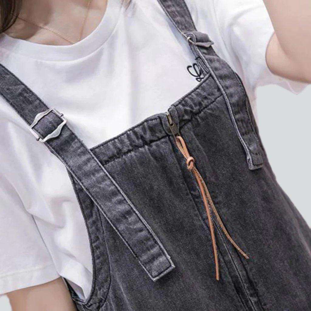 Dark grey zipper denim dress