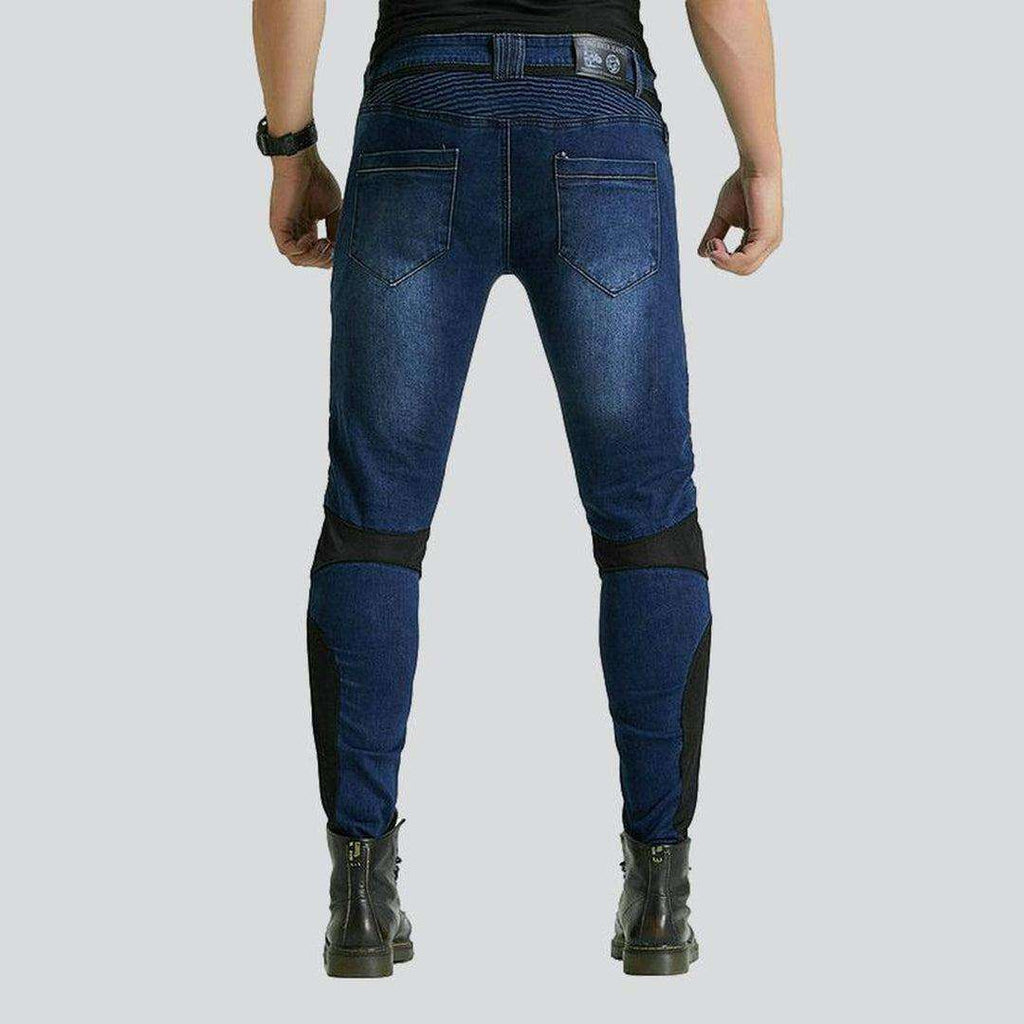 Breathable mesh men biker jeans