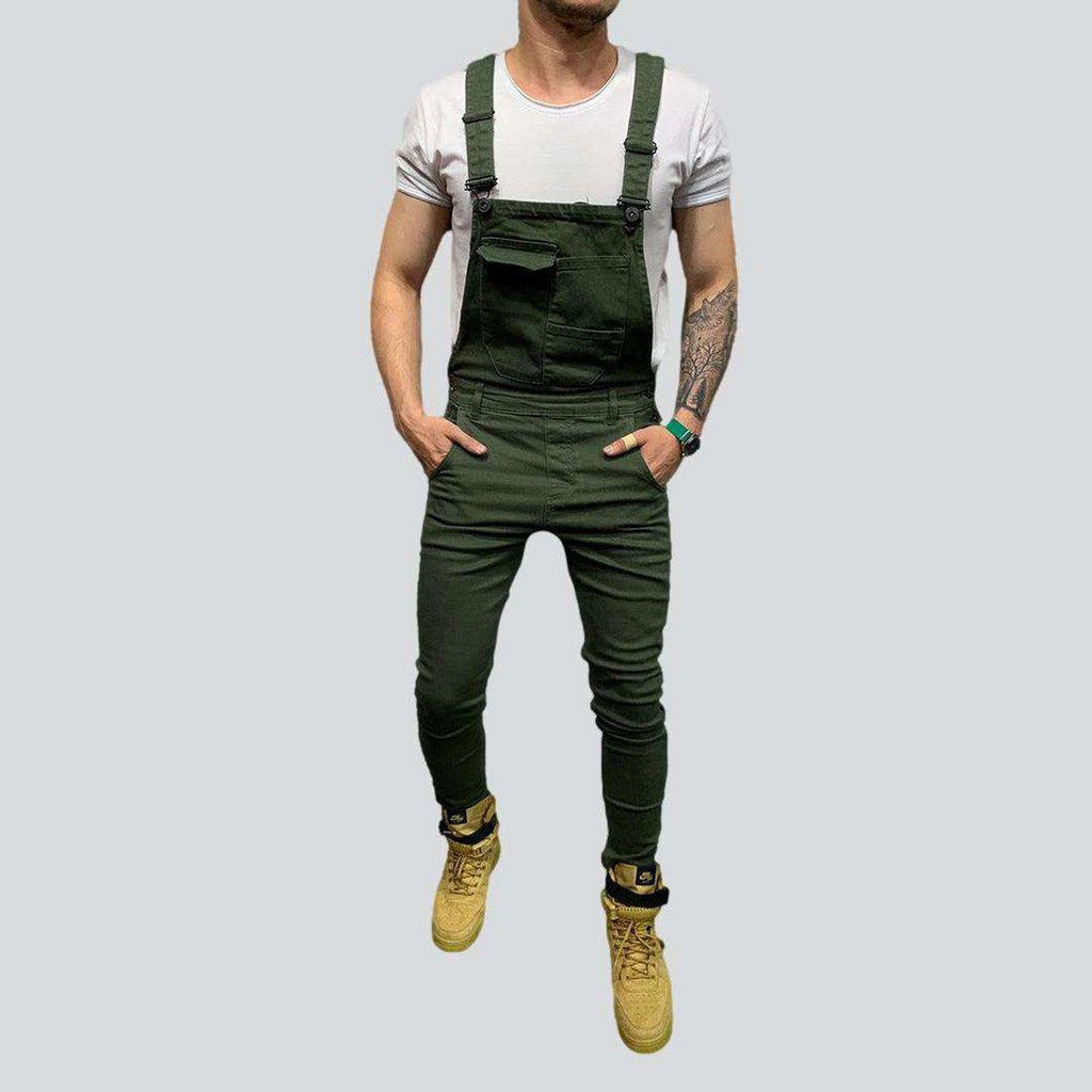 Color denim jumpsuit for men