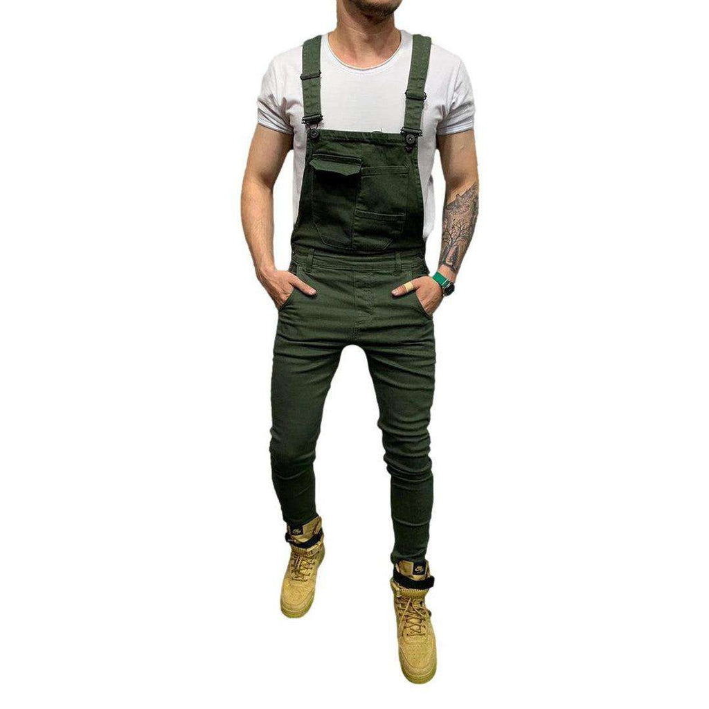 Color denim jumpsuit for men