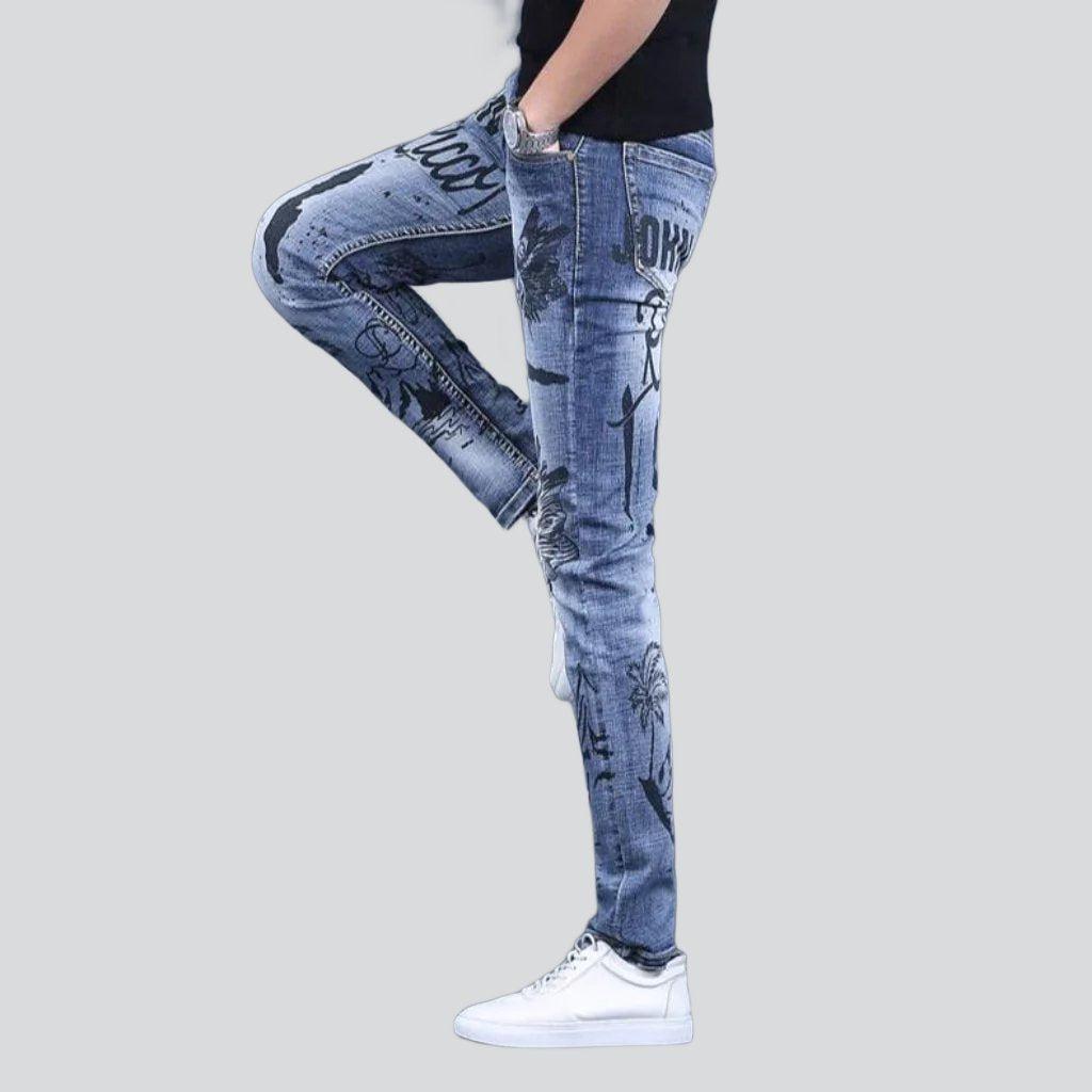 Super skinny printed men jeans