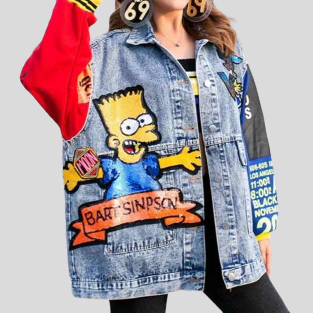 Übergroße bemalte Jeansjacke