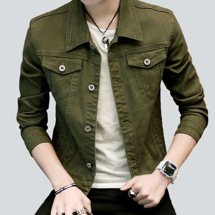 Color slim men denim jacket