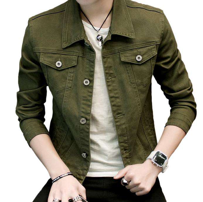 Color slim men denim jacket