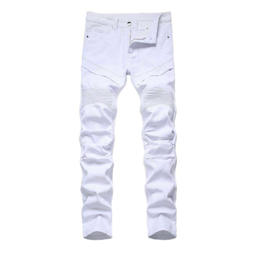 Casual men moto denim pants