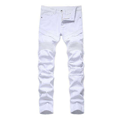 Casual men moto denim pants