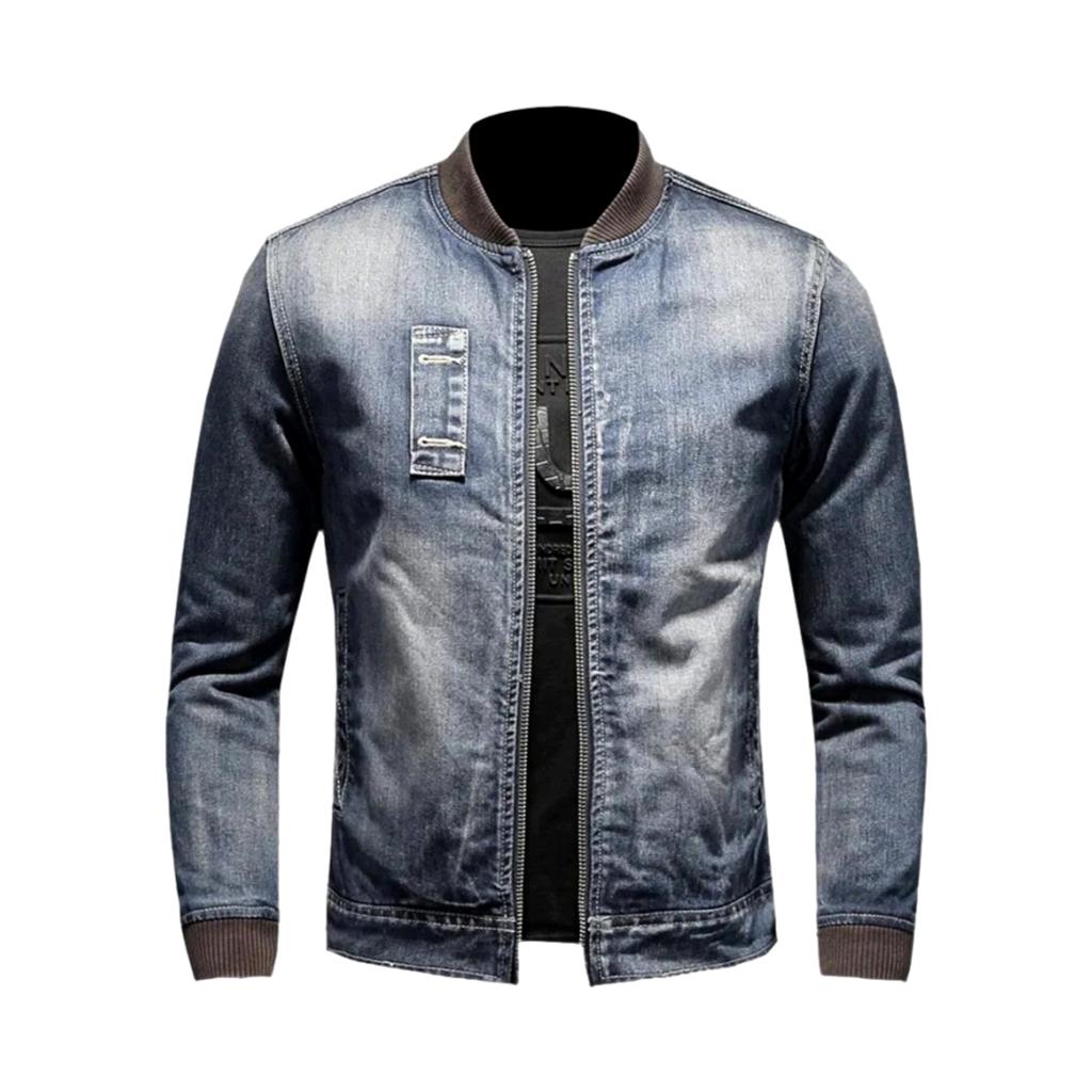 Chaqueta vaquera sherpa estilo motero para hombre