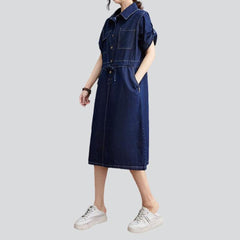 Short sleeve dark denim dress