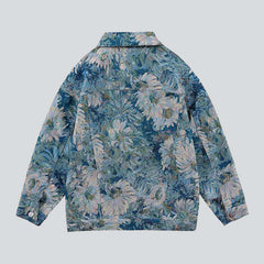 Flower print women denim jacket