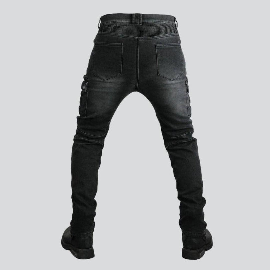 Warm grey men biker jeans