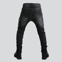 Warme graue Herren Bikerjeans