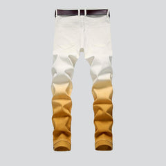 Yellow contrast white men jeans