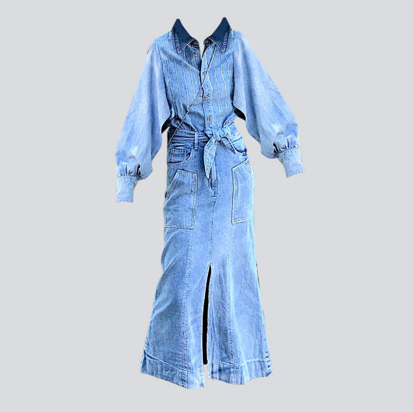 Shirt top long denim dress