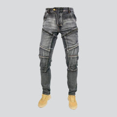 Mid-waist motorcycle jeans for men