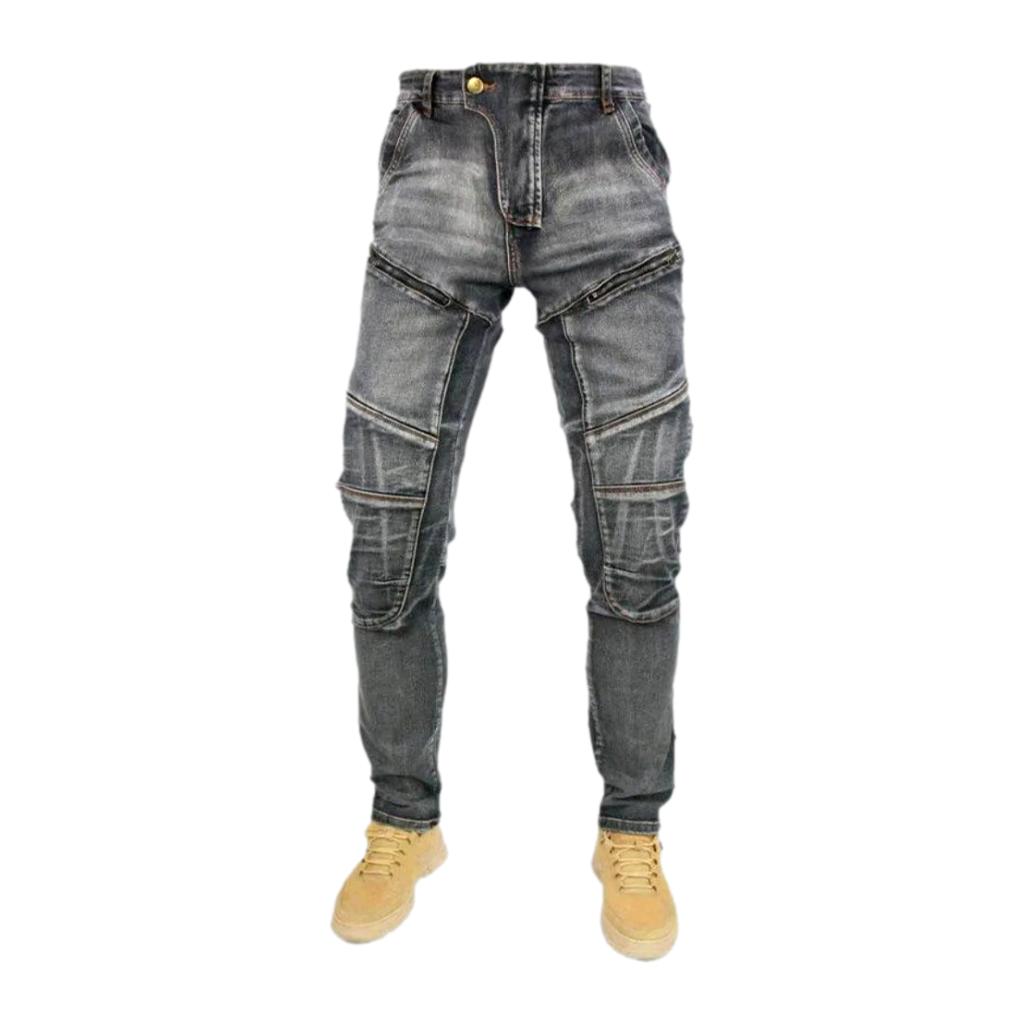 Mid-waist motorcycle jeans for men