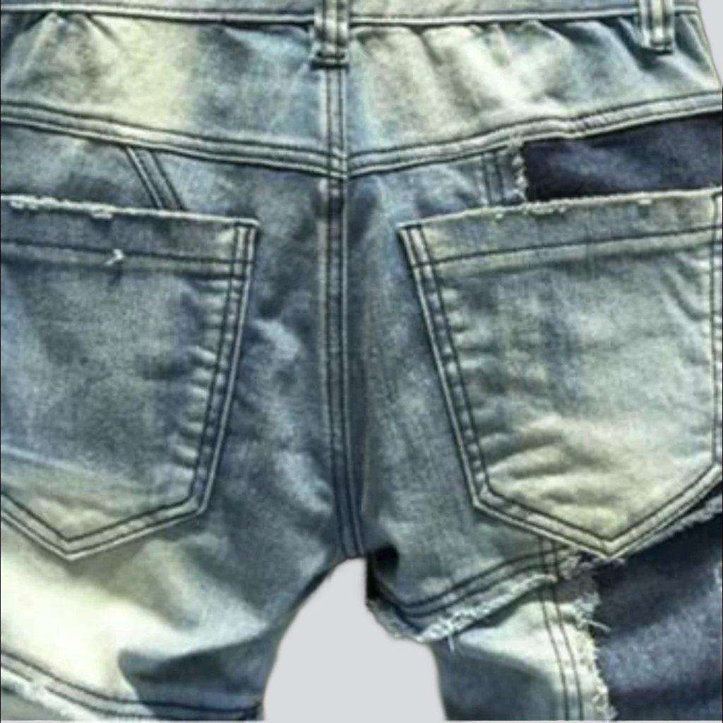 Farbblock-Patchwork-Jeans für Herren