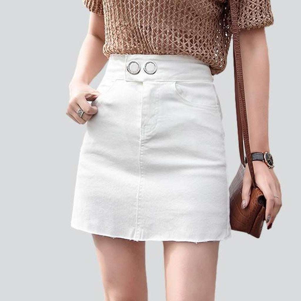 Mini denim skirt with buttons