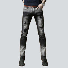 Contrast bleach slim men jeans