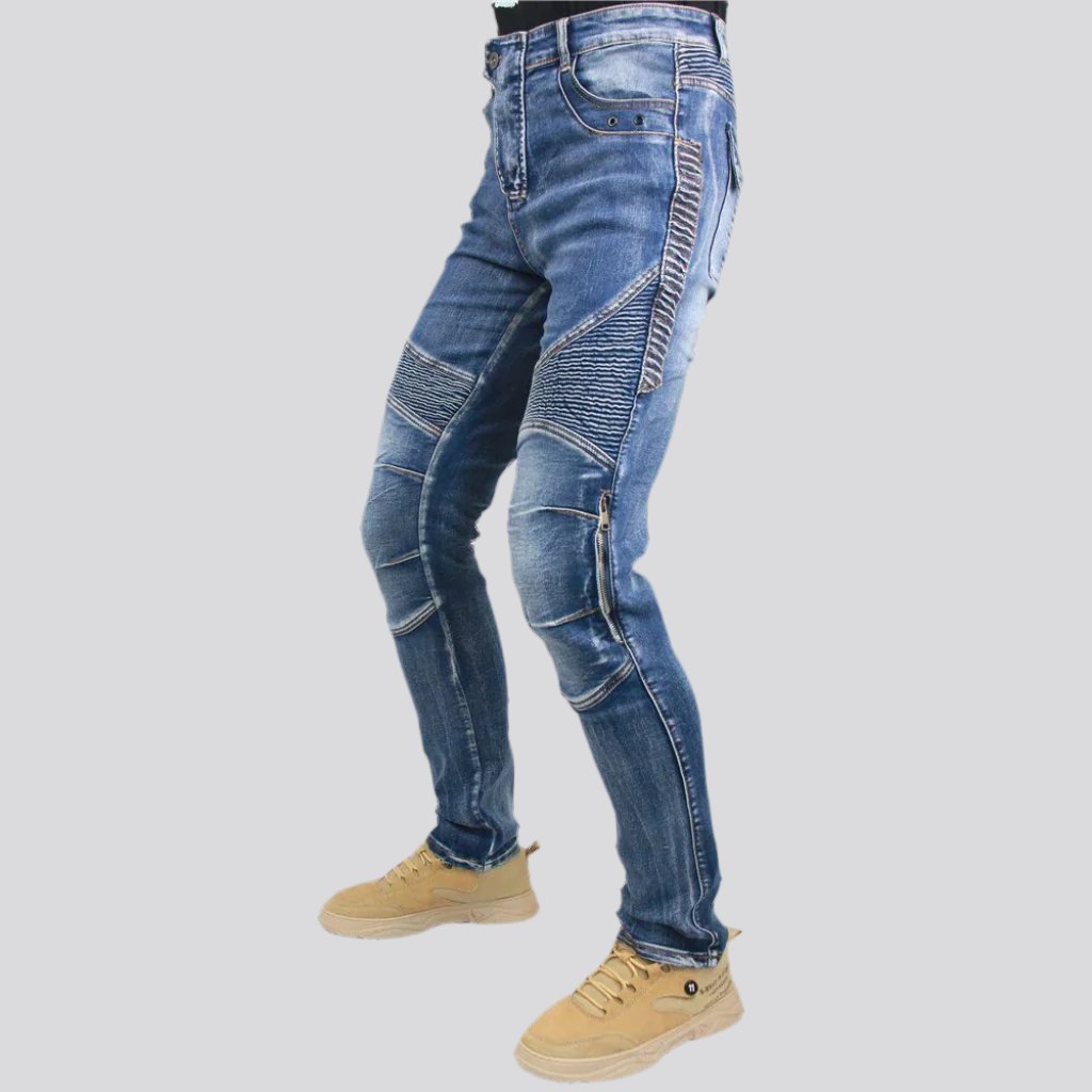 Vintage knee-pads men biker jeans