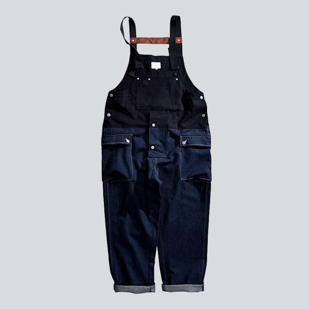 Color block men denim dungaree