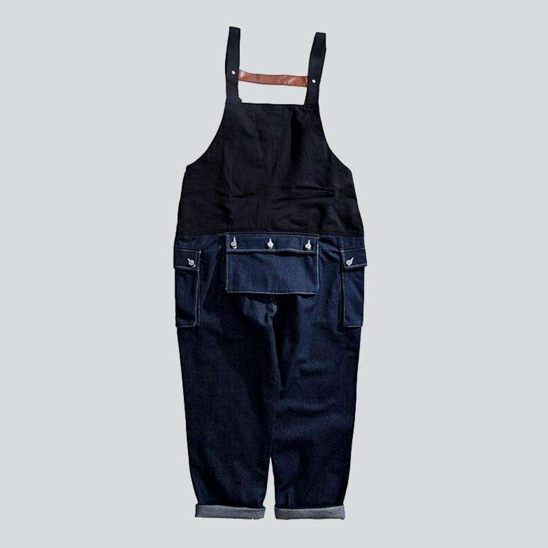 Color block men denim dungaree