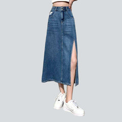 High-side slit denim skirt